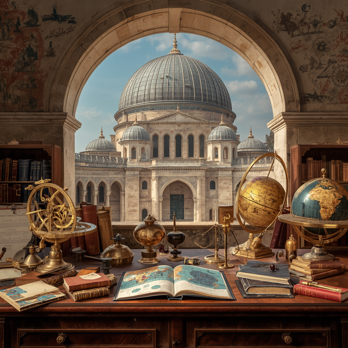 Astroloji Nedir? Yıldızların Etkisi ve Tarihi 1 Astroloji nedir sorusuna tarihsel bir bakış sunan, astrolab ve yıldız haritalarıyla donatılmış eski bir rasathane görseli
