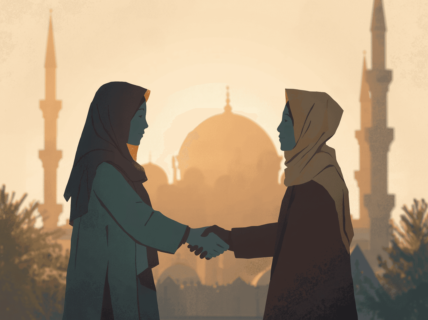 Beddua ve ilenç konusunda helalleşme ve barışmanın önemini sembolize eden tokalaşma görseli