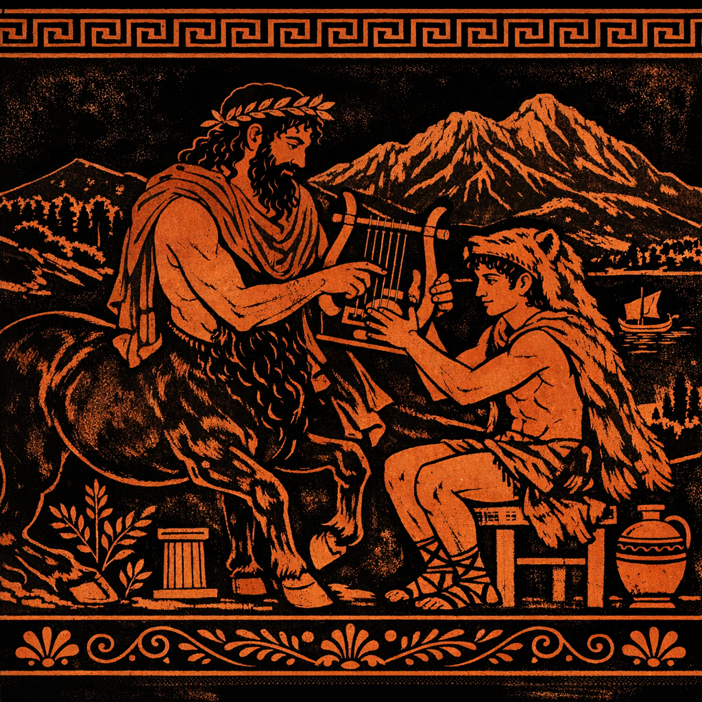Chiron (Şiron) Mitolojisi ve Astrolojideki Anlamı Nedir? 1 Chiron Şiron mitolojisi nedir sorusunun öğretmenlik yönünü gösteren, Herakles'e ders veren centaur illüstrasyonu