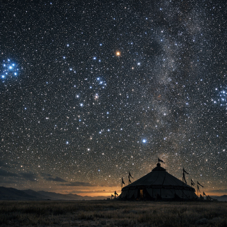 Eski Türk astrolojisi nedir sorusunu yanıtlayan yıldızlı bozkır gecesi görseli