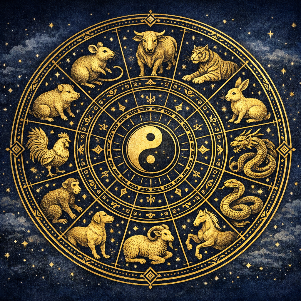 Eski Türk Astrolojisi Nedir? Yıldızların ve Gök Cisimlerinin Yorumu 3 Eski Türk astrolojisi nedir sorusuna görsel yanıt veren on iki hayvanlı takvim diyagramı