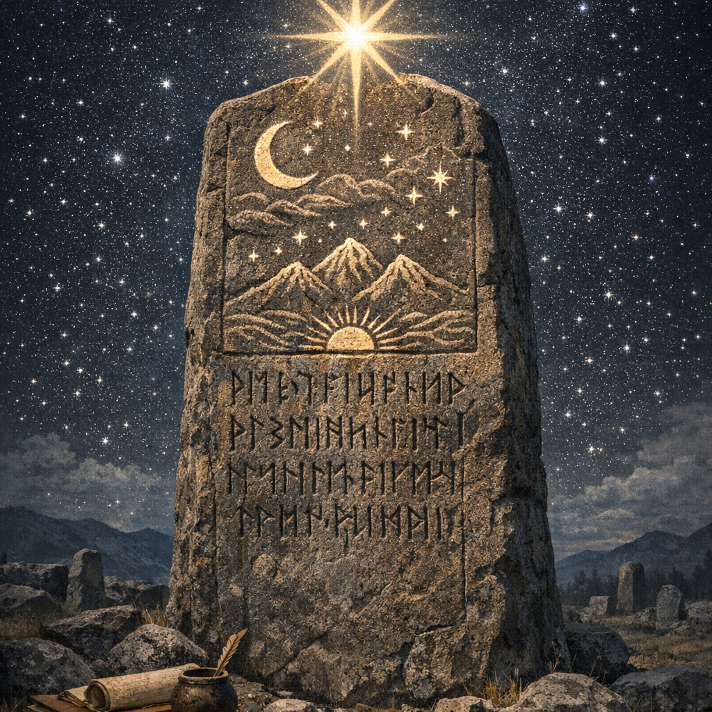 Eski Türk Astrolojisi Nedir? Yıldızların ve Gök Cisimlerinin Yorumu 1 Eski Türk astrolojisi nedir sorusunu yanıtlayan yıldız sembollü yazıt görseli