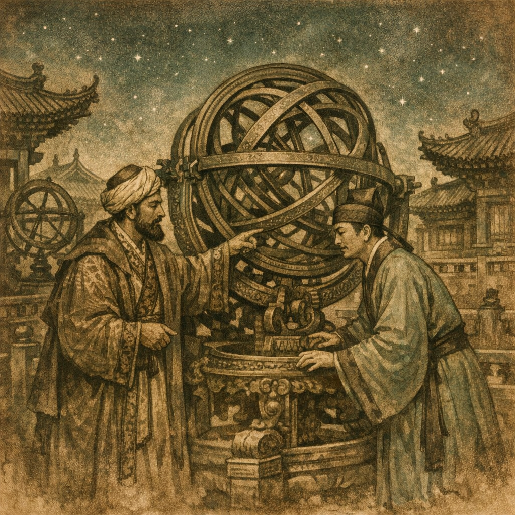 Moğol Astrolojisi: Merağa Rasathanesi ve Gökbilim Tarihi 3 Pekin Rasathanesi'nde Fars ve Çinli astronomların iş birliğini gösteren tarihi görsel
