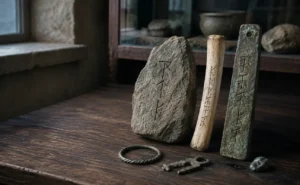 Rune alfabesinin sembolik anlamları için runik arkeolojik nesneler