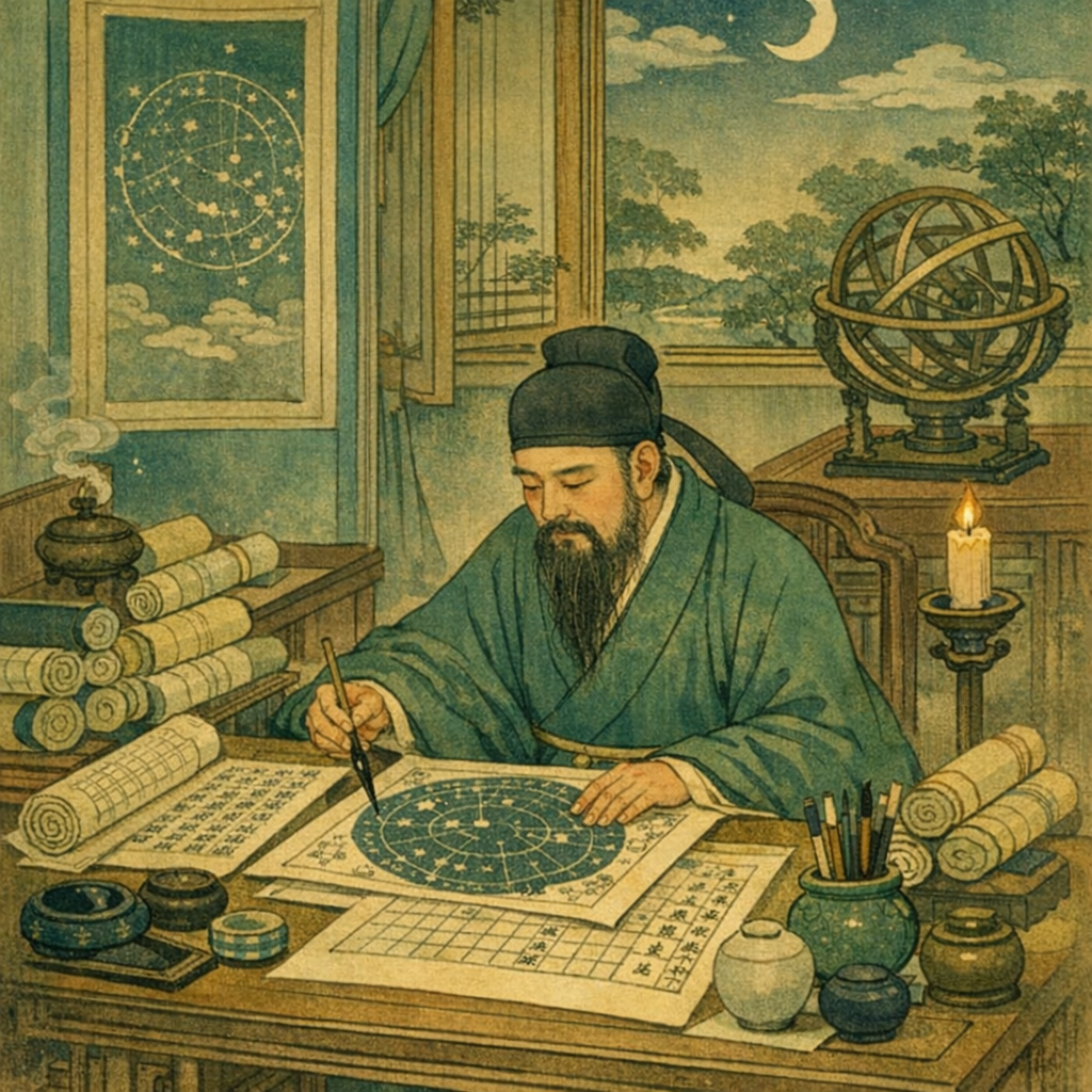 BaZi Kaderin Dört Sütunu Nedir? Çin Astrolojisinde 1 BaZi kaderin dört sütunu sisteminin Song Hanedanlığı'ndaki kökenini gösteren âlim görseli