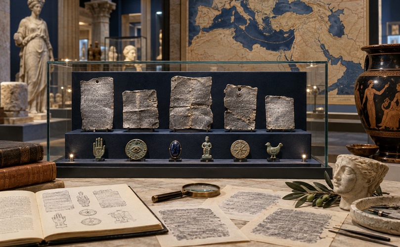 Büyü Bozma İnancının Tarihi: Antik Çağdan Günümüze 3 Greko-Romen defixiones, amulet ve karşı-büyü geleneklerini temsil eden arkeolojik kültür tarihi görseli